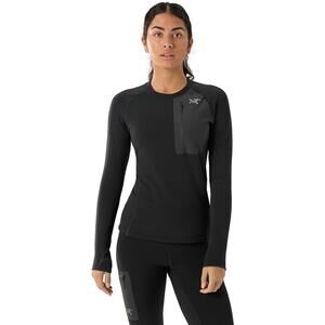 Arc'teryx Women's XS Black Kyanite Baselayer Crew Neck Fleece Long Sleeve K26-12